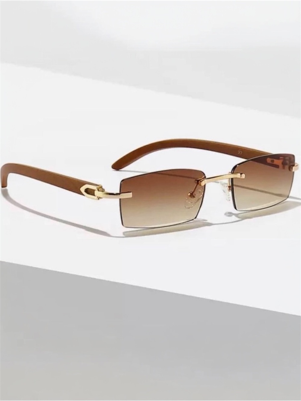 Men 2022 Rimless Luxury Wood Buffalo Horn Sun Glasses